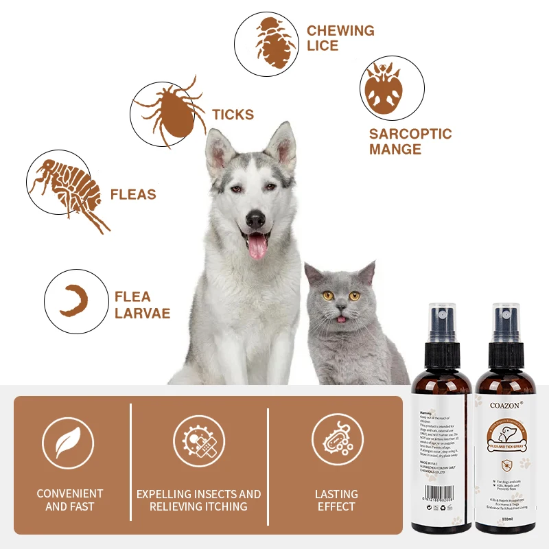 Flea Repellent 100% Organic Flea and Tick Control Spray for Dogs kills eggs and larva private label