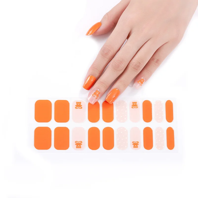 20 Strips UV Gel  Semi Cured Wraps Long Lasting Gel Nail Stickers New Arrival Styles Nail Gel Wraps With Uv Lamp
