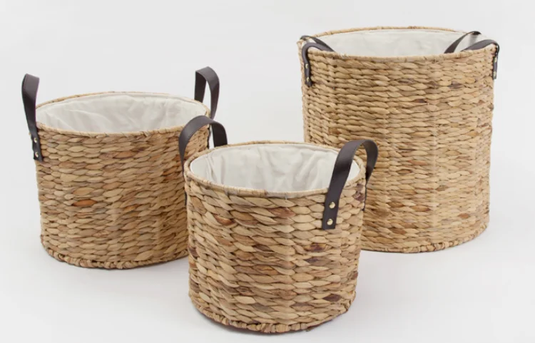 Hand Woven Wicker Water Hyacinth Sea Grass Vegetable Egg Hamper Flower Storage Basket