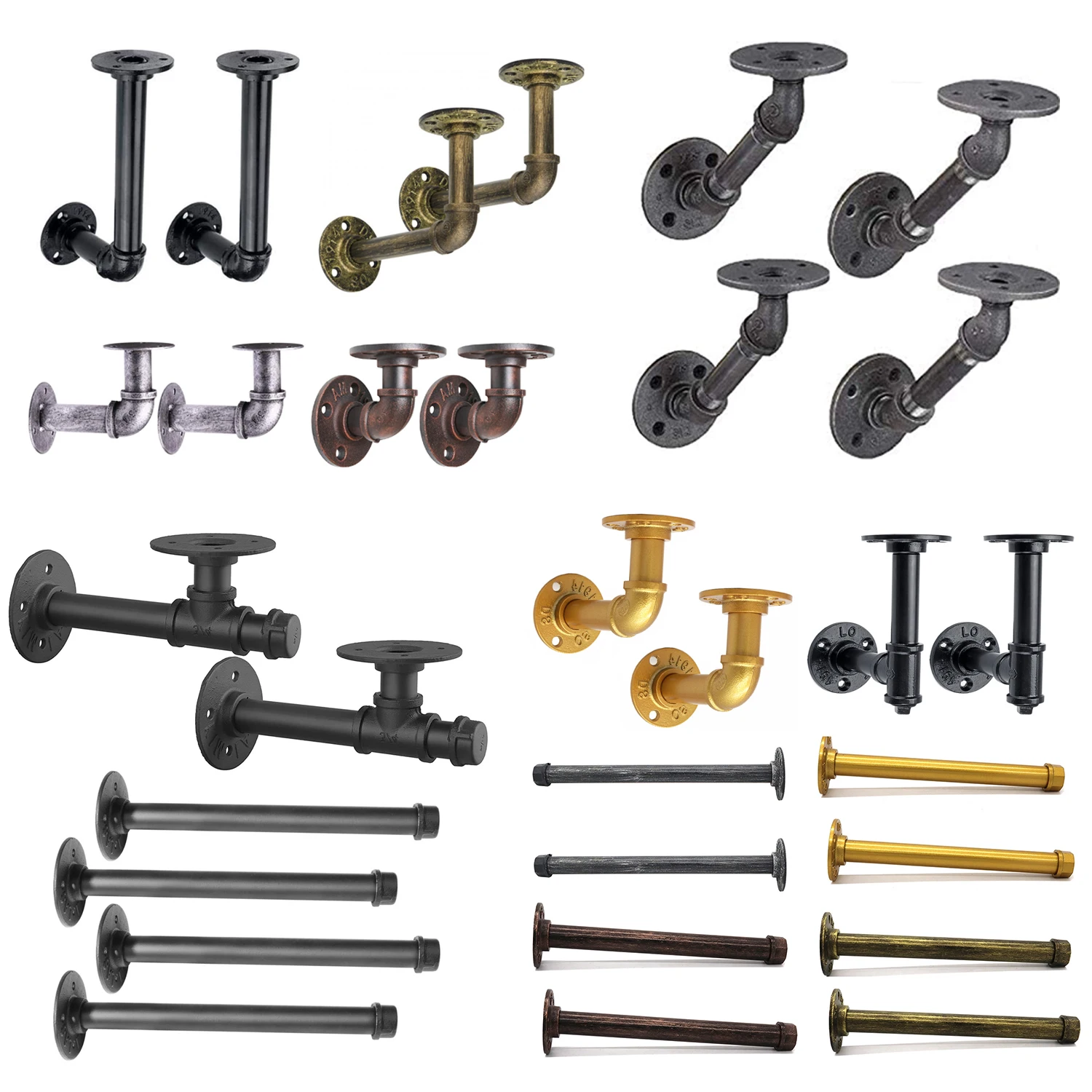 Shelves Brackets Industrial Rustic Heavy Duty Steel Cast Iron Support Wall Mount Metal Floating Pipe Shelf Brackets For Shelves