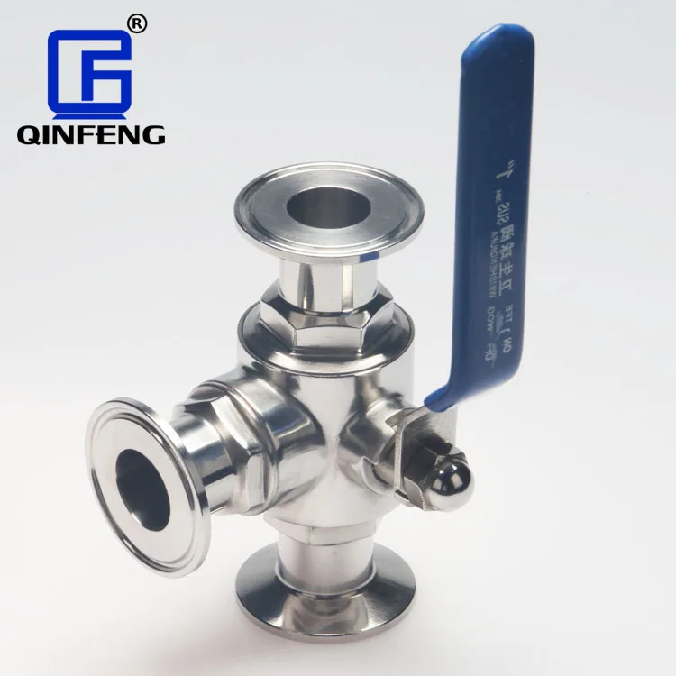 Sanitary long handle three way Quick install 3 way stainless steel control valve three-way  manual ball valve