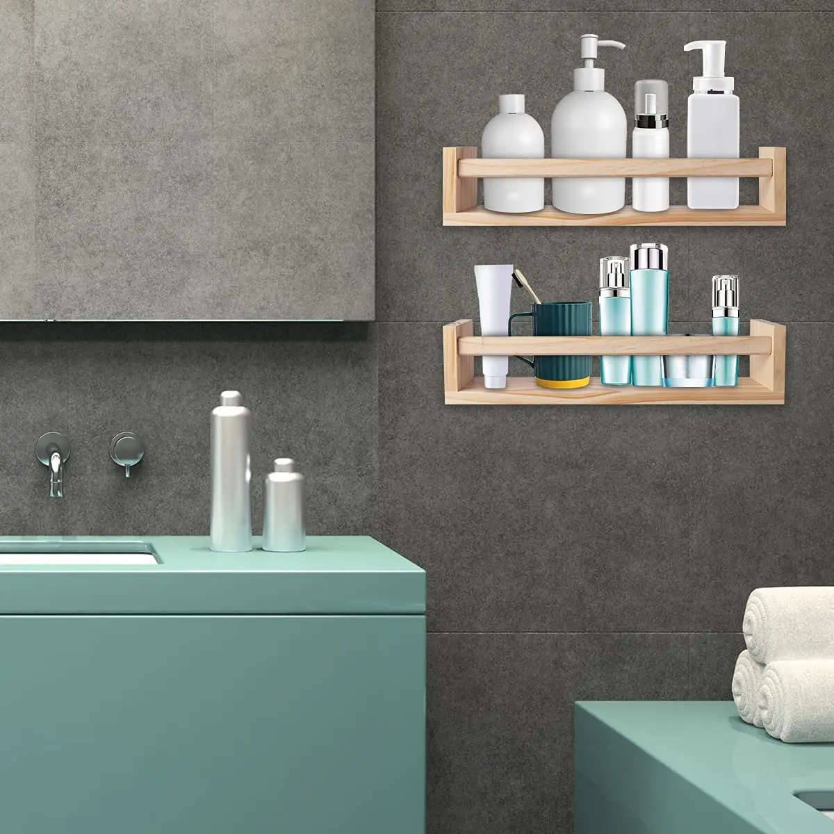 Nursery Book Shelves Set of 4,Wood Floating Nursery Shelves for Wall,Wall Bookshelves for Kids