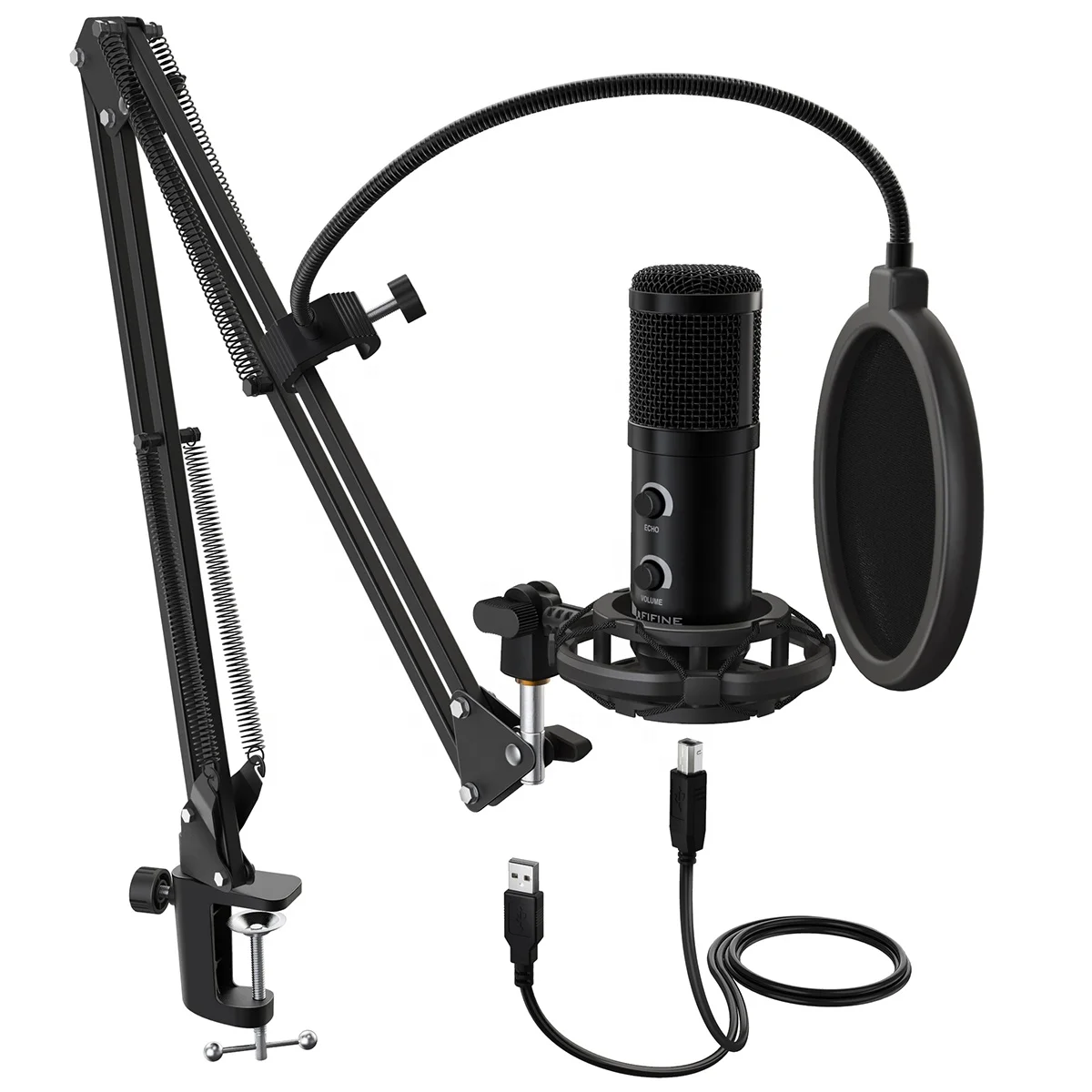 Fifine New Arrival Professional Desktop Microfono Kit Broadcast USB Condenser Microphone for Studio Recording T058B