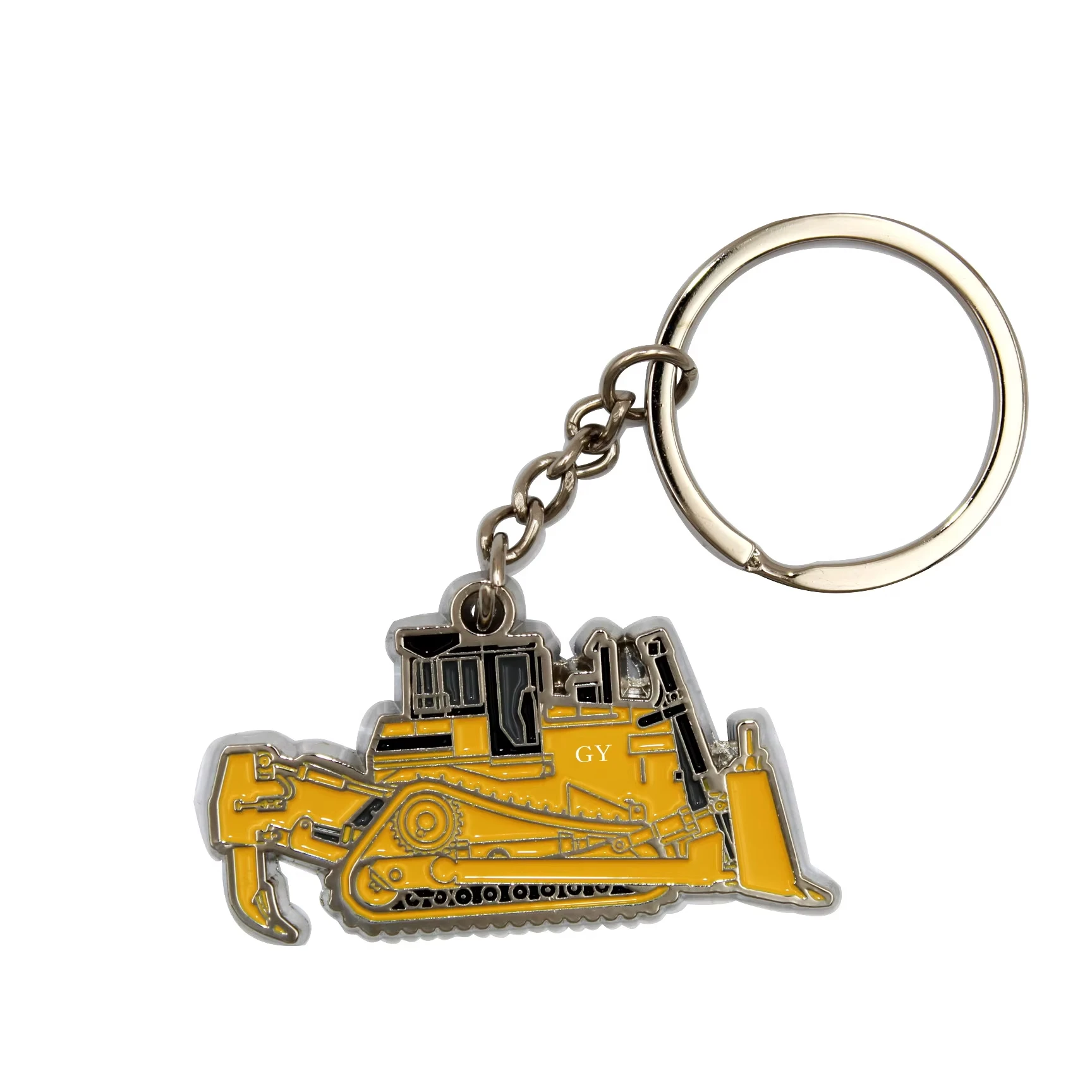 Custom 3d Hydraulic Actuated Excavator Heavy Machines Metal Key Chain Bulldozer Key Ring Wholesale Construction Company Gift