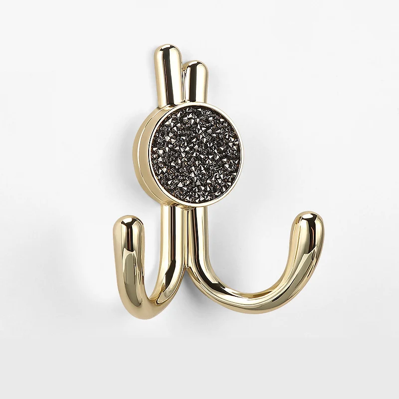 Bedroom Bathroom Decor Black Golden Crushed Diamond Jewelry Zinc Alloy Towel Clothes Hanger Rabbit Wall Hook