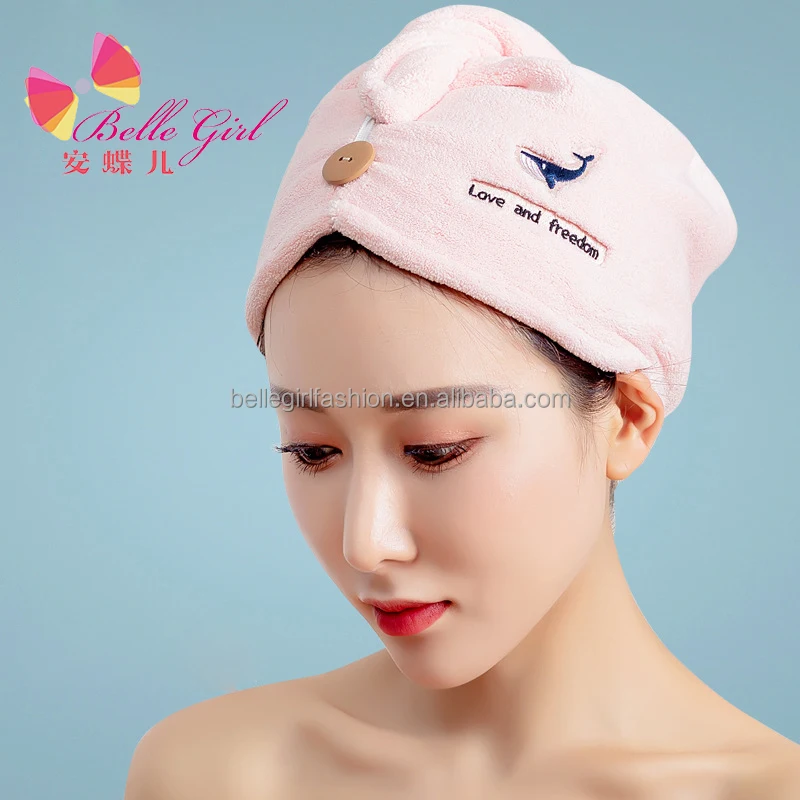 Bellegirl полотенце для волос сухих волос полотенца из микрофибры быстрая Магия сушка wrap Тюрбан насадка для душа и ванной полотенце с пуговицами