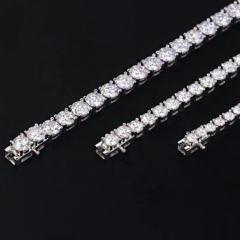 Trendy moissnaite jewelry 925 sterling silver moissanite diamond bracelet 3mm 4mm 5mm moissanite tennis bracelet for men women