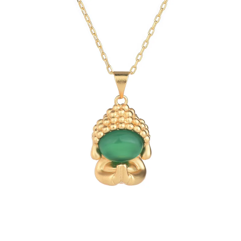 Vintage Classic Gold Plated Chalcedony Necklace New Chinese Style Factory Wholesale for Engagement Fashion Jewelry