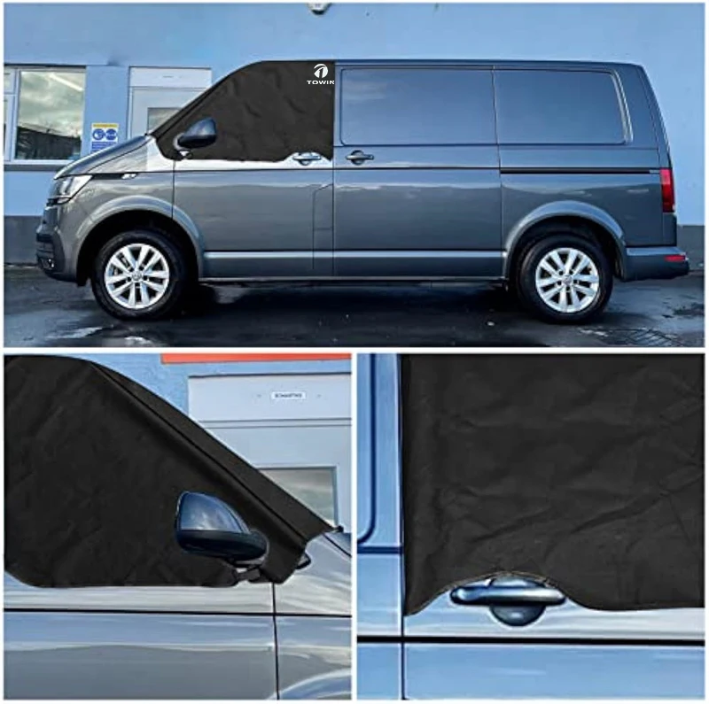 Black Uv Protection Windscreen Cover Window Sunshade Screen Frost Snow Covers for VW T6 Van