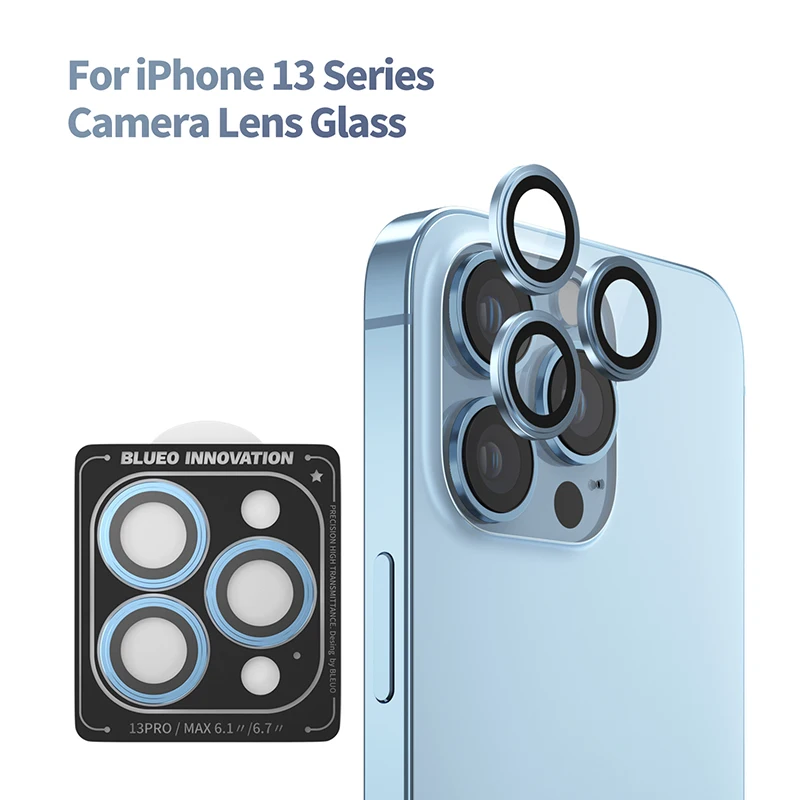 Лидер продаж, протектор экрана Blueo для объектива камеры, закаленное стекло HD для iPhone 13, iPhone 12, iPhone 11, ударопрочный алюминиевый сплав
