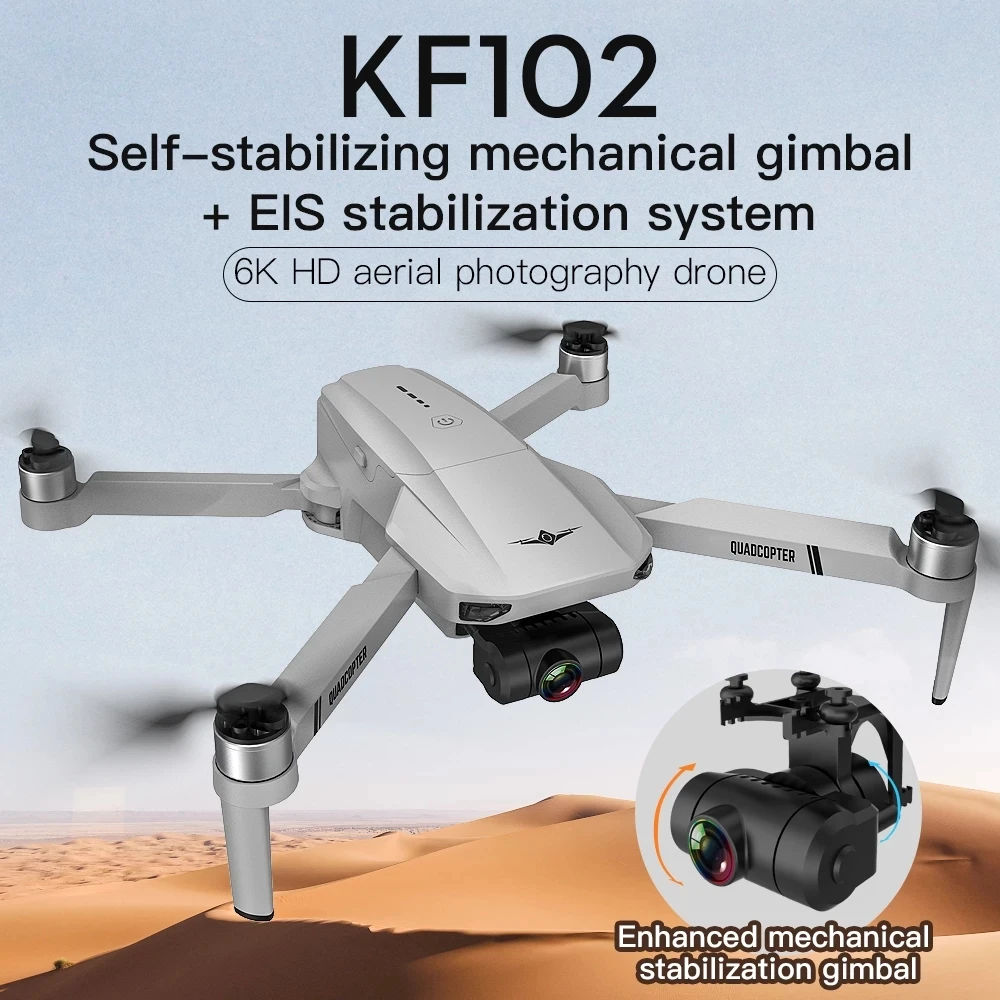 KF102 6K HD Dual Camera Mini Foldable Drone with GPS WIFI FPV Selfie Optical Flow EIS Quadcopter Toy VS E58 DJI MAVIC MINI DRONI