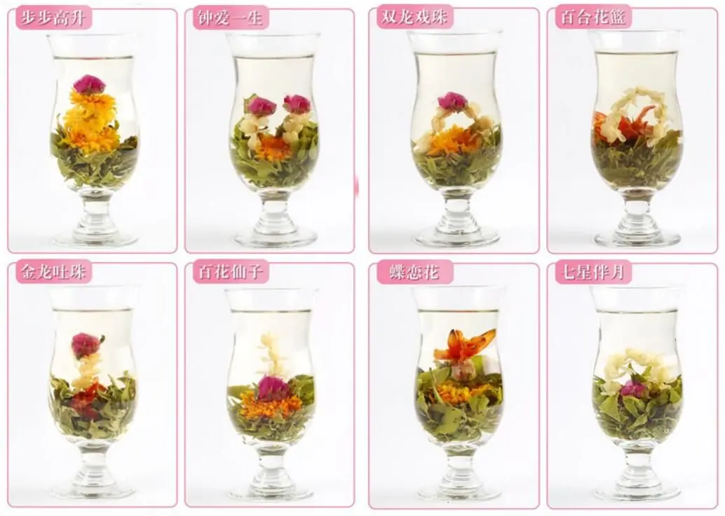 100% Handmade Chinese Green Tea Based Flavored Flowering Blooming Tea Ball
