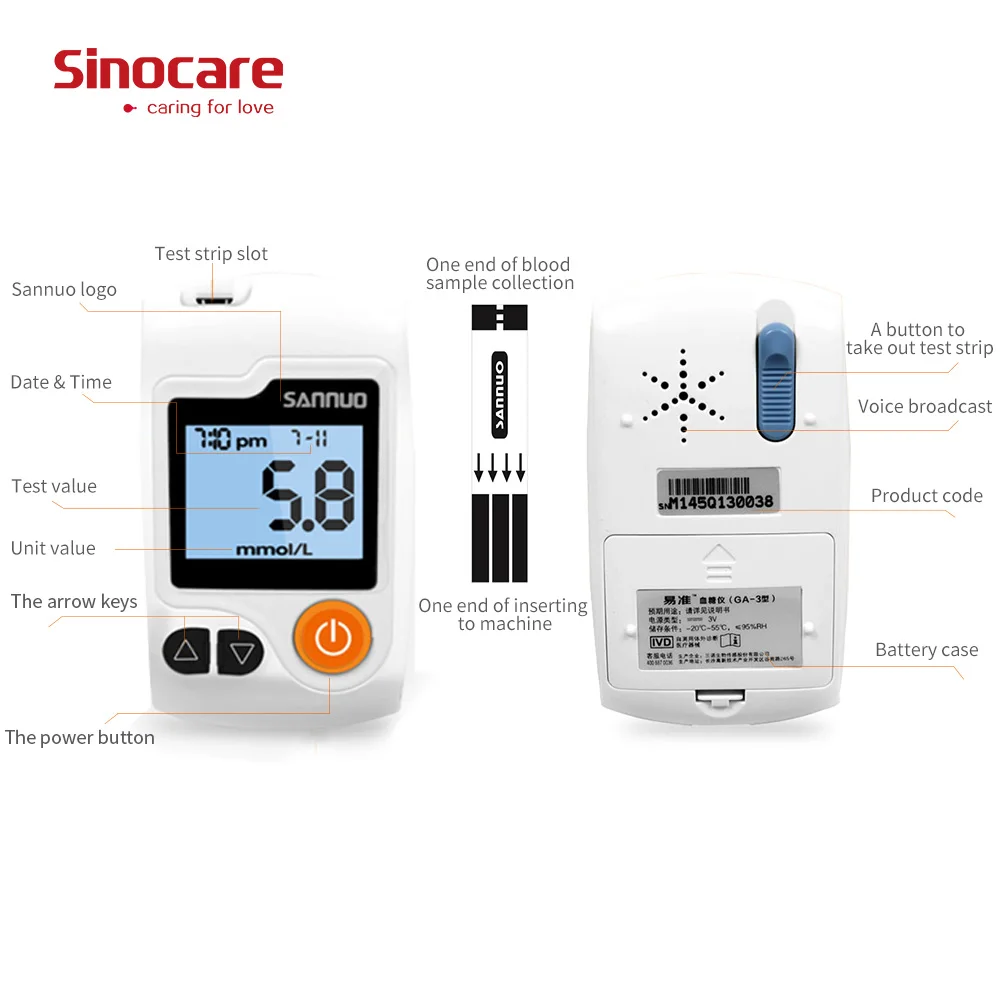  Sinocare codefree тест-полоски для определения уровня глюкозы в крови измерения диабетиков цена 50 шт наборе