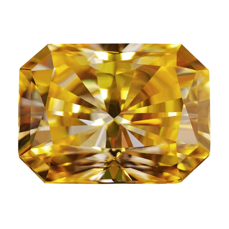 Top Quality Lab Grown Gem Stone VVS Clarity Color Diamond CVD Nature Yellow Green Radiant Cut 1ct Moissanite Loose