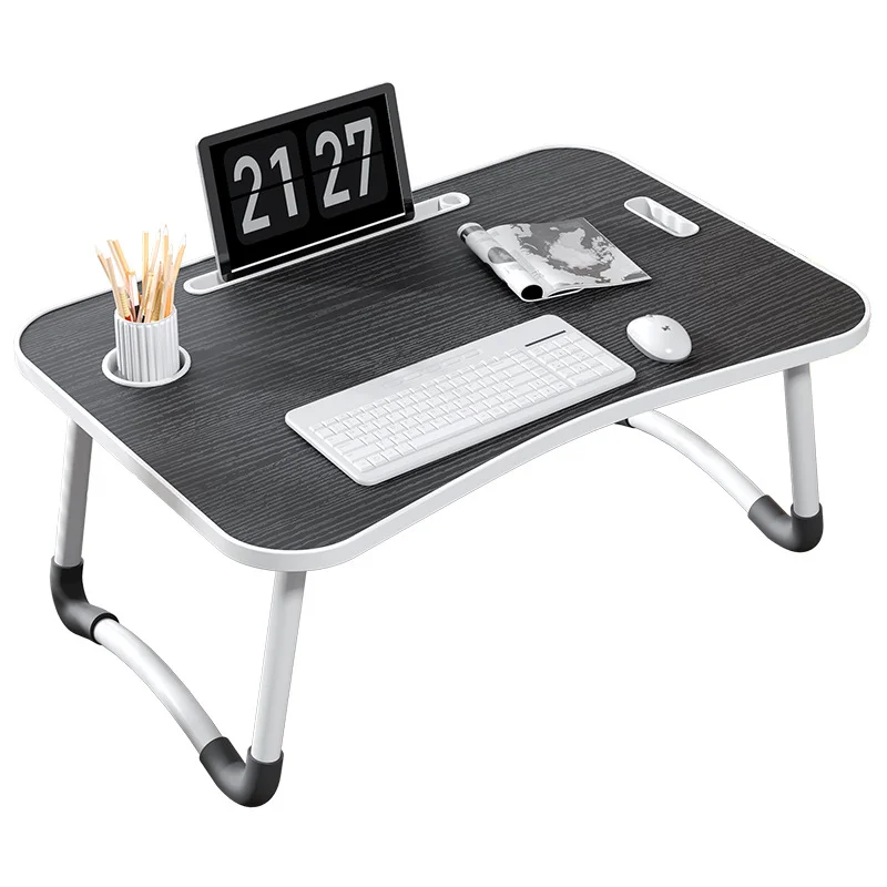 Folding Adjustable Writing Computer Laptop Breakfast Tray Desk Wooden Design Mini Bed Table