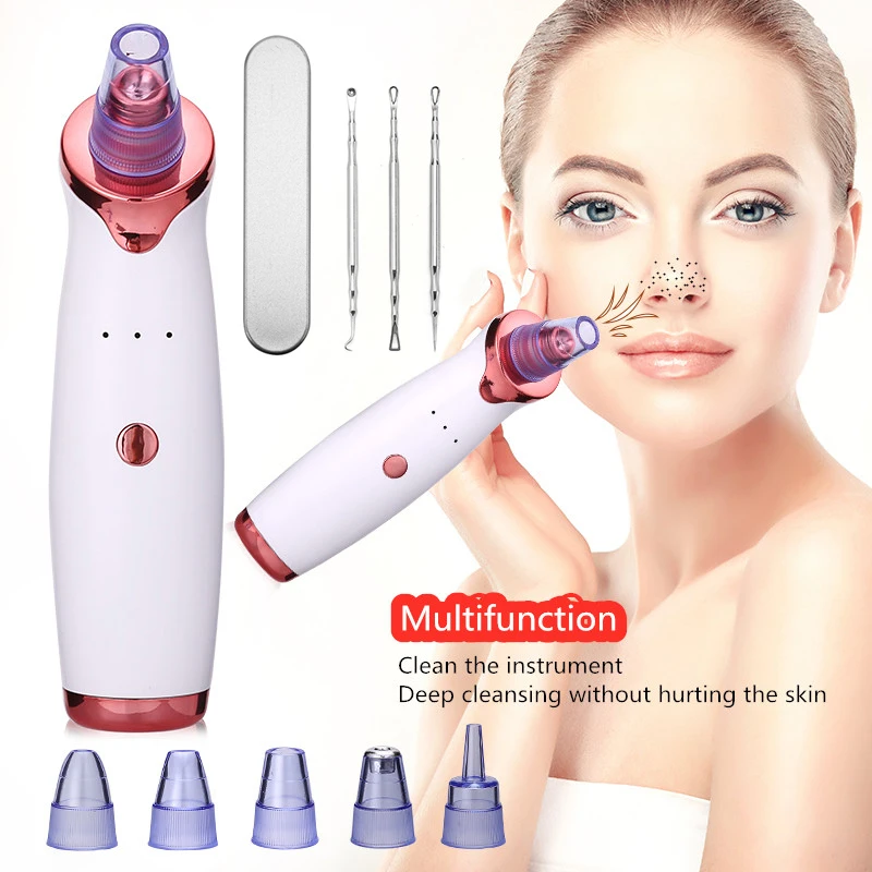 2021 rechargeable electric blackhead instrument nose pore cleaner vacuum blackhead remover device with blackhead remover tool