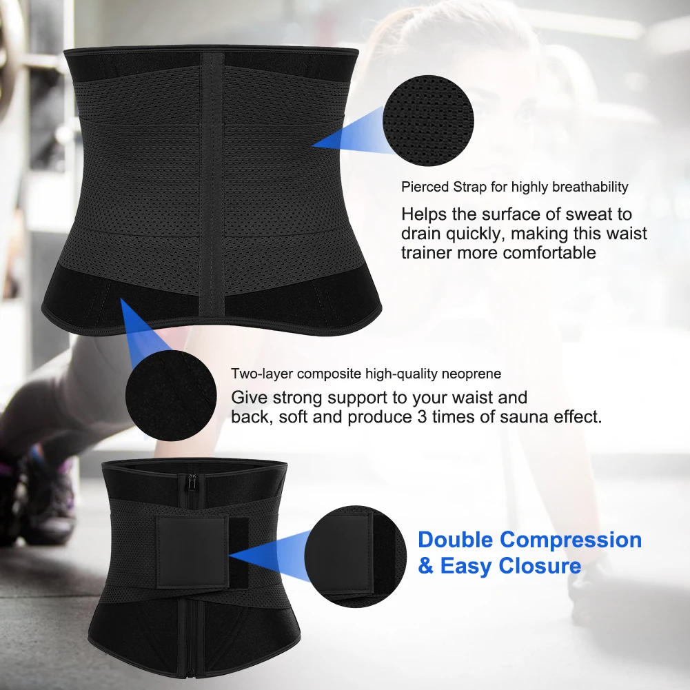 Wholesale Figure Shaping Black Neoprene Zipper Waist Trainer Belts Thigh Eraser