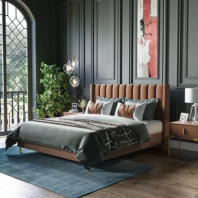 Mornadi Color New Product Fabric Luxury Design Modern King Size Bed