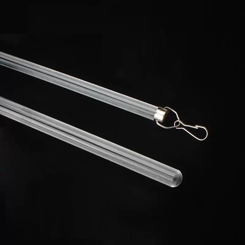 Heavy Duty Clear Acrylic Drapery Baton Curtain Wands  with Stainless Steel Snap Hooks