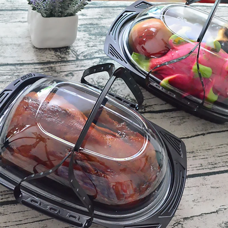 Roasted Chicken Box Portable Bbq Takeaway Box Resistant Disposable Plastic Takeaway Roast Chicken Container