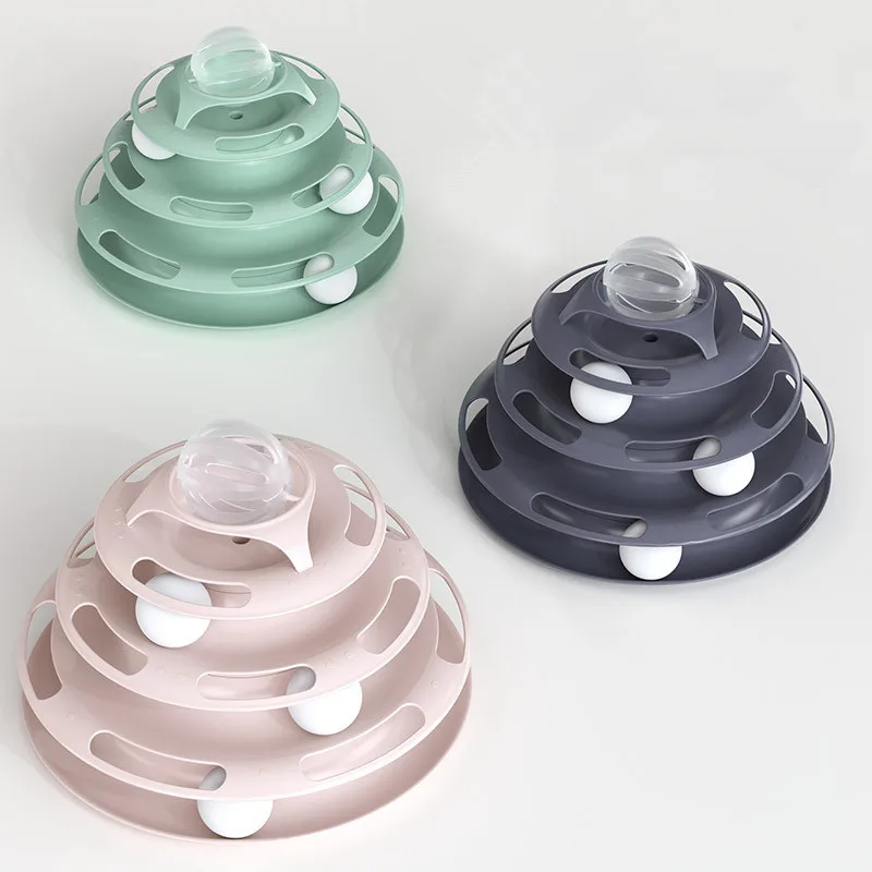 Wholesale Cat Play Board 3-Floor Track Cat Turntable Funny Toys With Balls Cat Puzzle Toy Detachable Track Balls