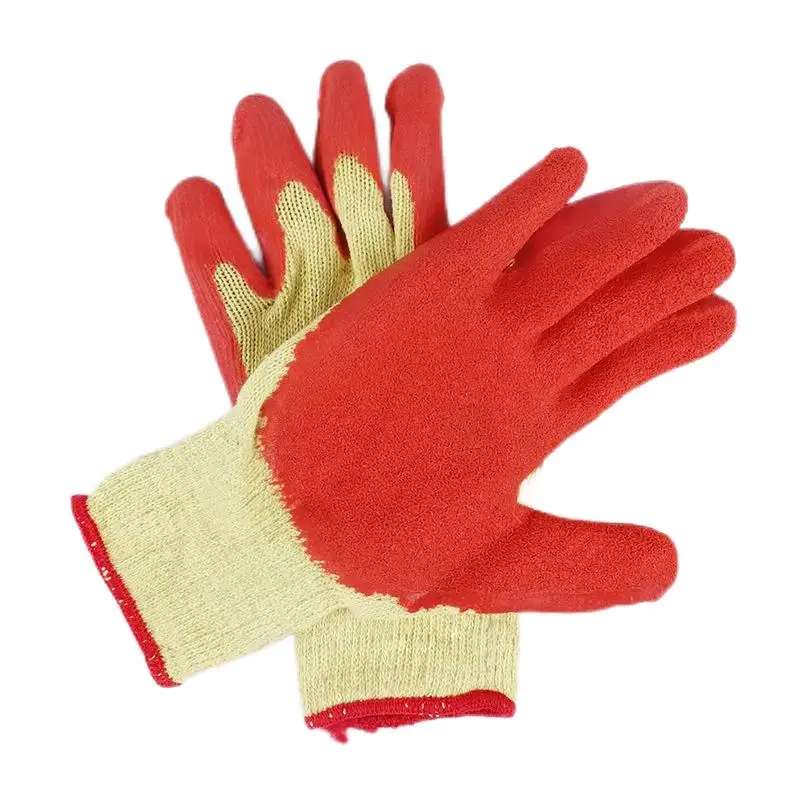 Shuoya10 Gauge Crinkle Latex Coating Cotton Gloves Good Elasticity Anti-slip Firm Grip Performance Hand Gloves with EN388