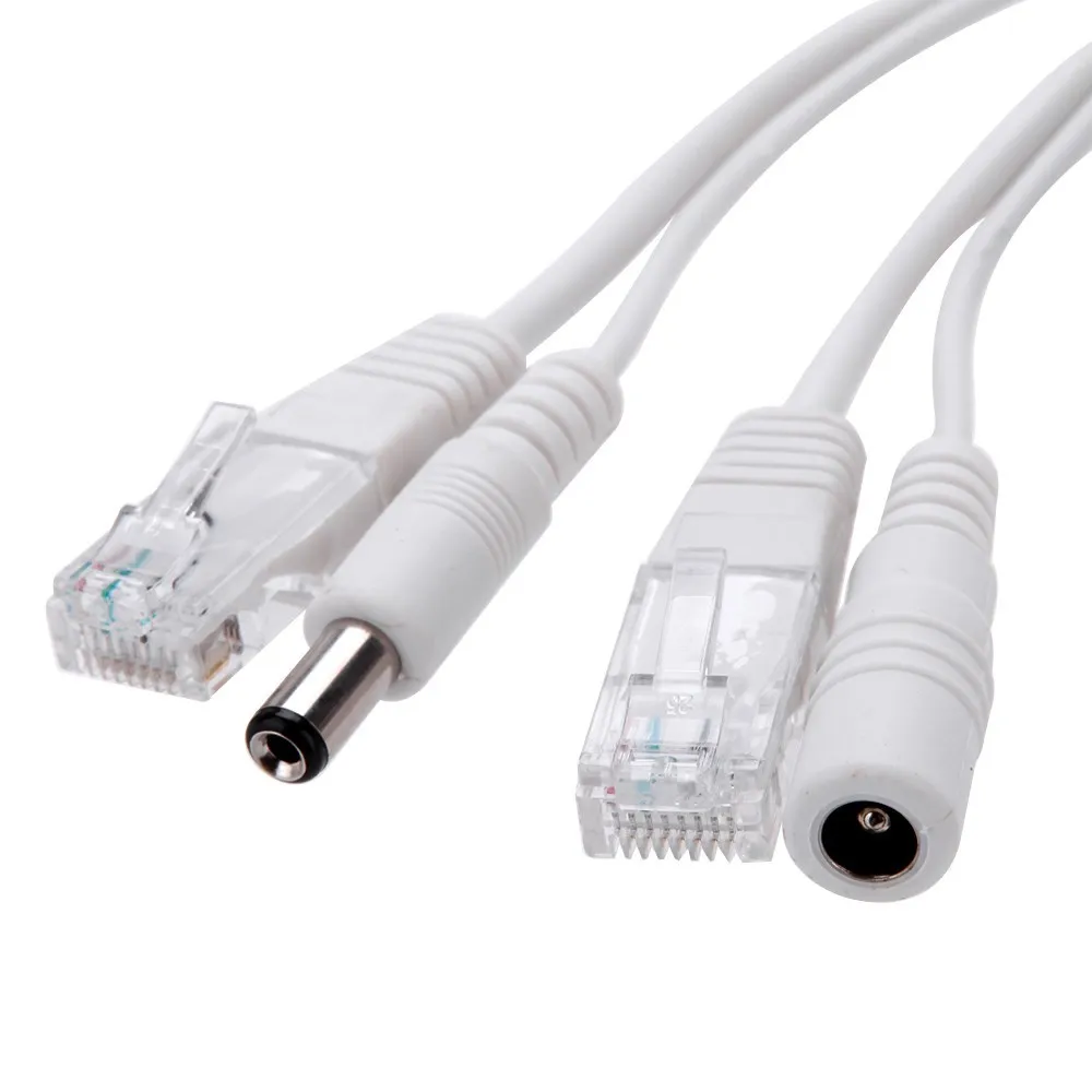 2 шт. RJ45 Power Over Ethernet LAN DC Мужской Пассивный PoE адаптер Инжектор разветвитель кабеля комплект белый ip-камера безопасности