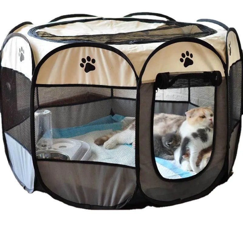 Foldable pet tent house cat tent pet cages portable pet outdoor playpen dog cage fence high quality grab-resistant oxford tent