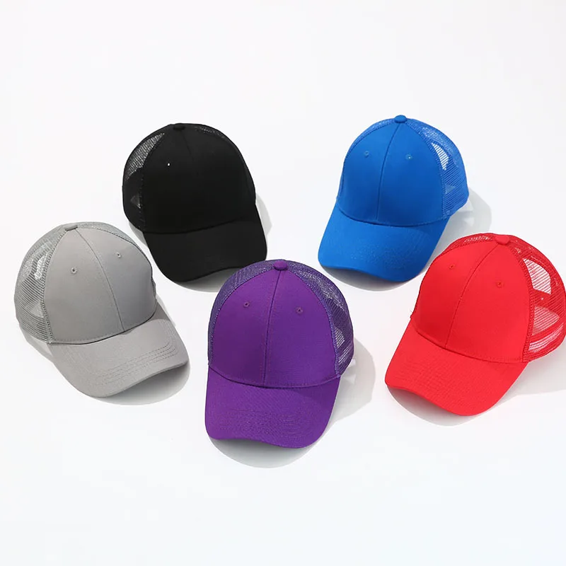 BSBH Custom Fashion 6 Panel High Quality Plain Blue Curved Brim 3d Embroidery Logo Mesh Snap Back Trucker Hat Caps