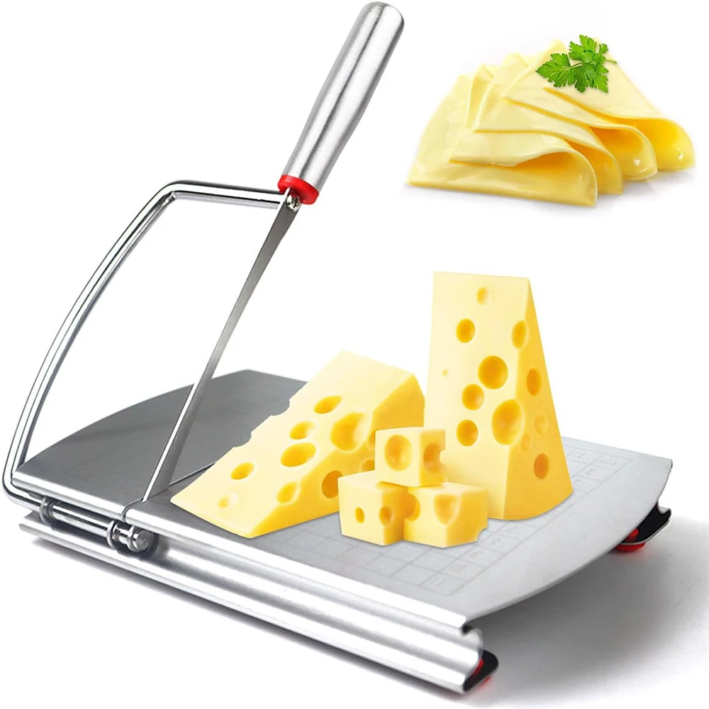 Stainless Steel Cheese Slicers for Block Wire Cheese Slicer with Scale Cheese Cutters for Kitchen Gadget