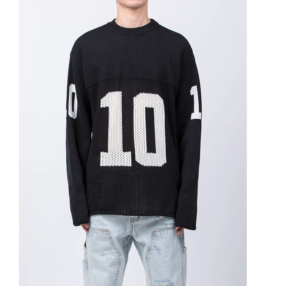 Custom LOGO OEM & ODM men sweater crew neck knit top long sleeve knitwear fashion knit mesh jersey winter knitted sweater