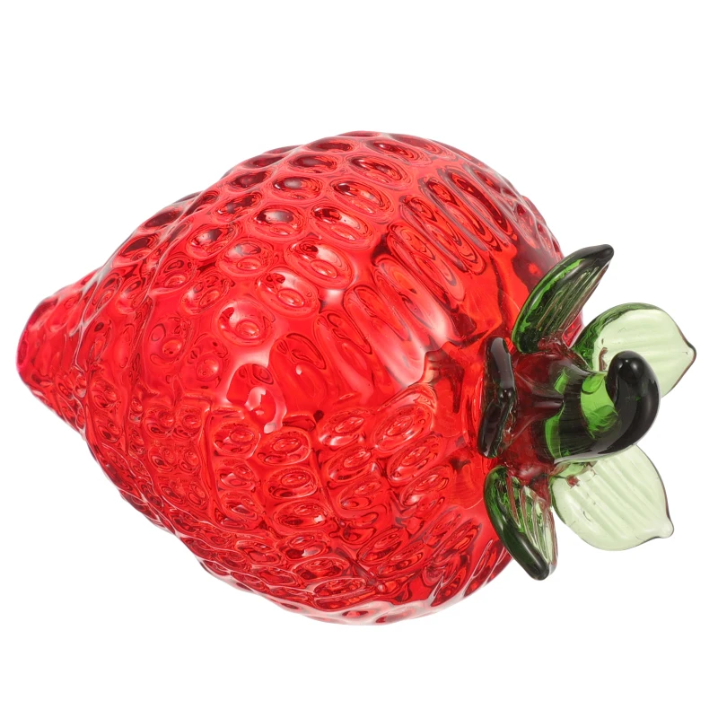 Adorable Crystal Strawberry Figurines Glass Fruit Ornament Home Kitchen Bedroom Decor Gift