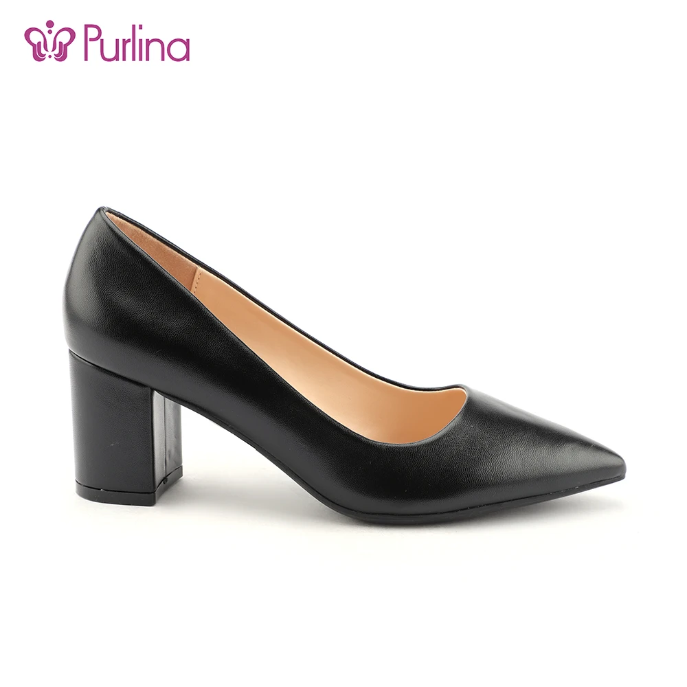 
Wholesale genuine leather chunky block high fashion heels 