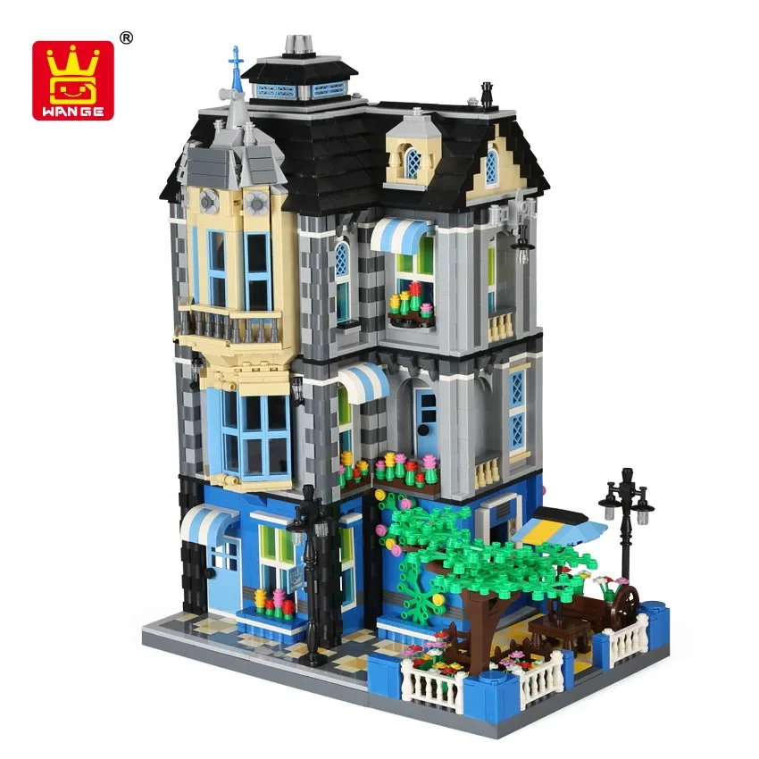 Wange Blocks Architecture Shop Hotel MOC Building Bricks Beautiful House Brinquedos Educational Toys for Children Gifts 6310