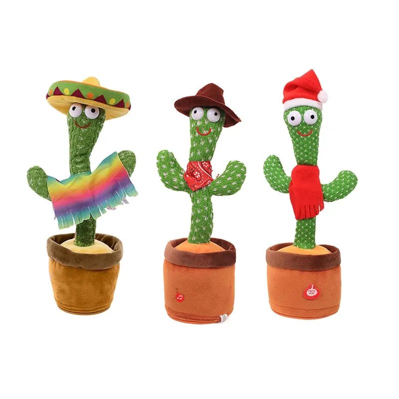 Dancing Cactus Halloween 60 Songs Imitate Voice Repeat Record Plant Plush Toy with Multi-languages for Kids Home Decoration