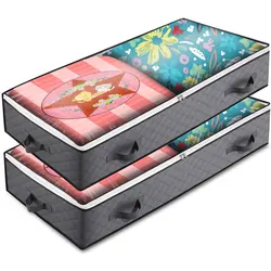 Non Woven Under-the-Bed Storage Boxes with Reinforced Handles Foldable Underbed Storage Bags and Containers