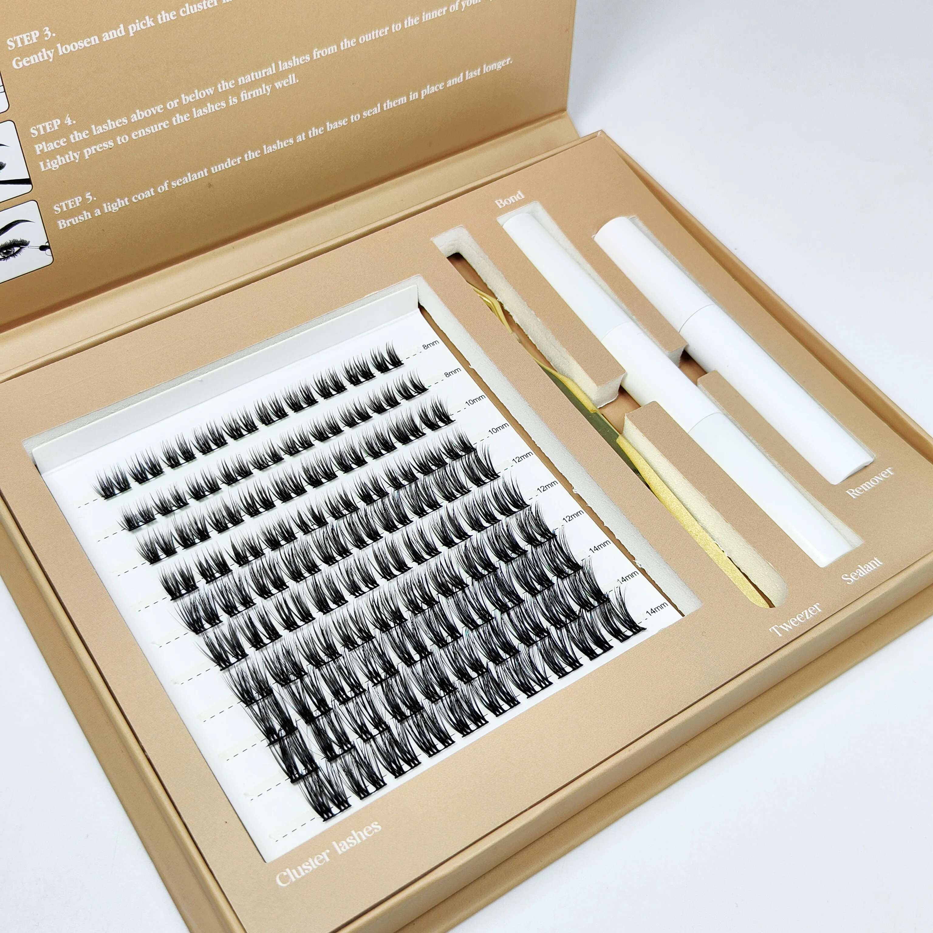 Custom Logo DIY Lash Extensions Kit Pre-cut Lashes Wholesale Fluffy Cluster Lashes Kit