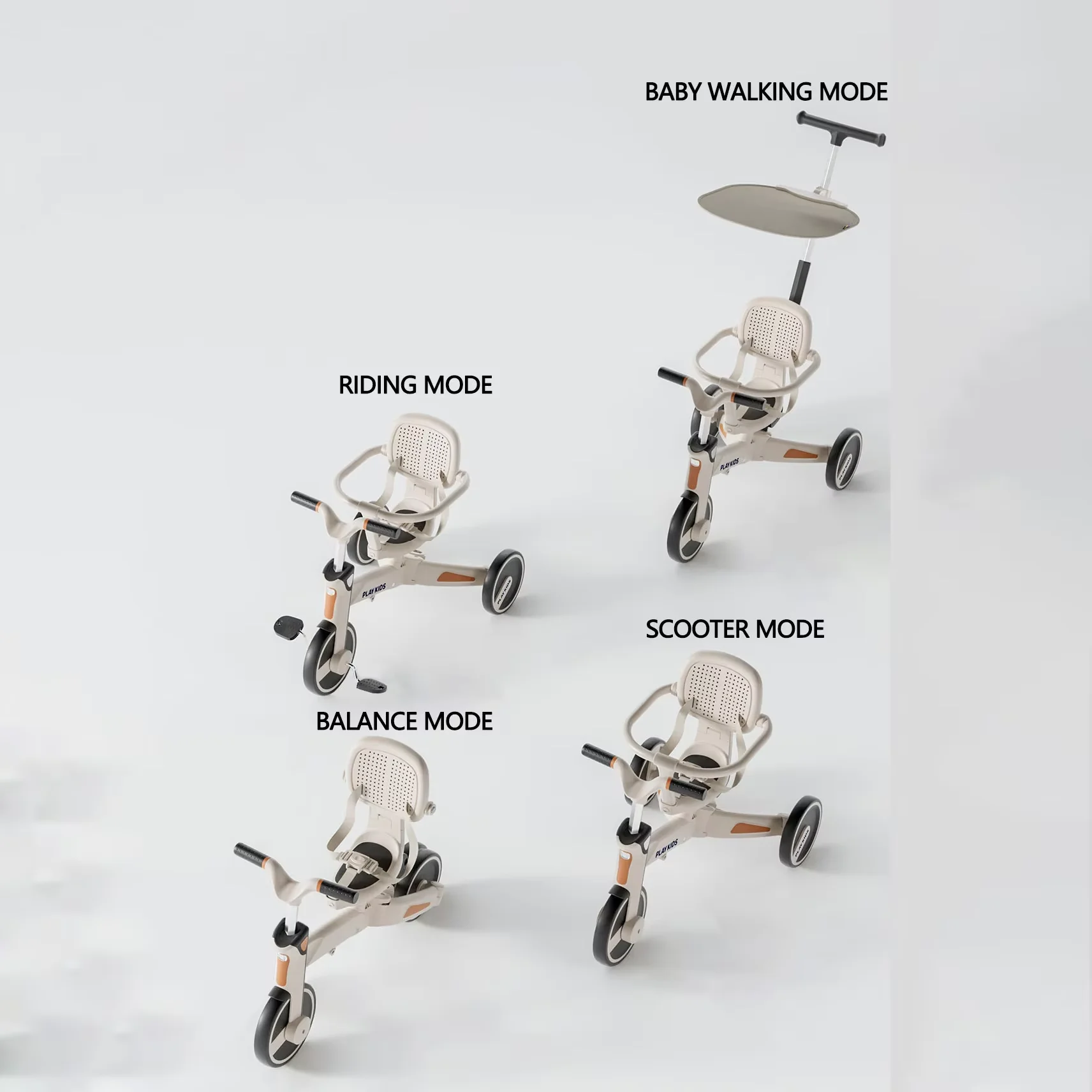 OEM Light Tricycles 1-4 Year Old Children Balance Bike Scooter For Baby 4 In 1 Tricycle