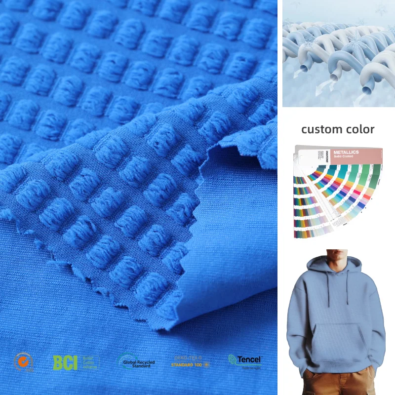 New Arrival Soft Bathrobe Polyester Spandex Water Absorption Jacquard fleece Waffle Double Knit Fabric