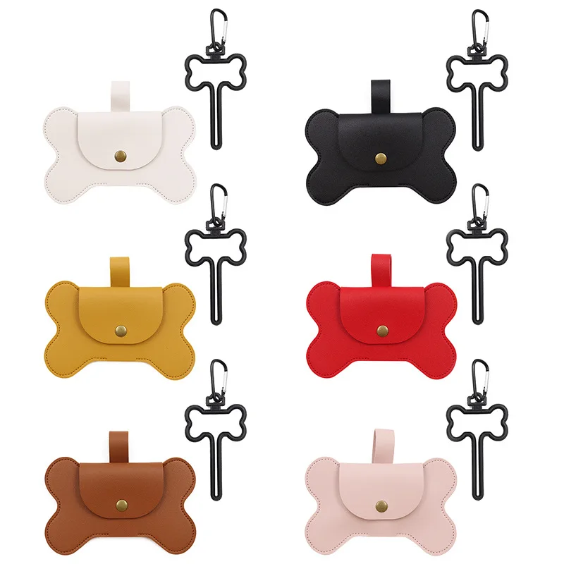 MMG Stock Fast Delivery High Quality Custom Logo Pet Waste Bag Dispenser PU Leather Dog Poop Bag Holder