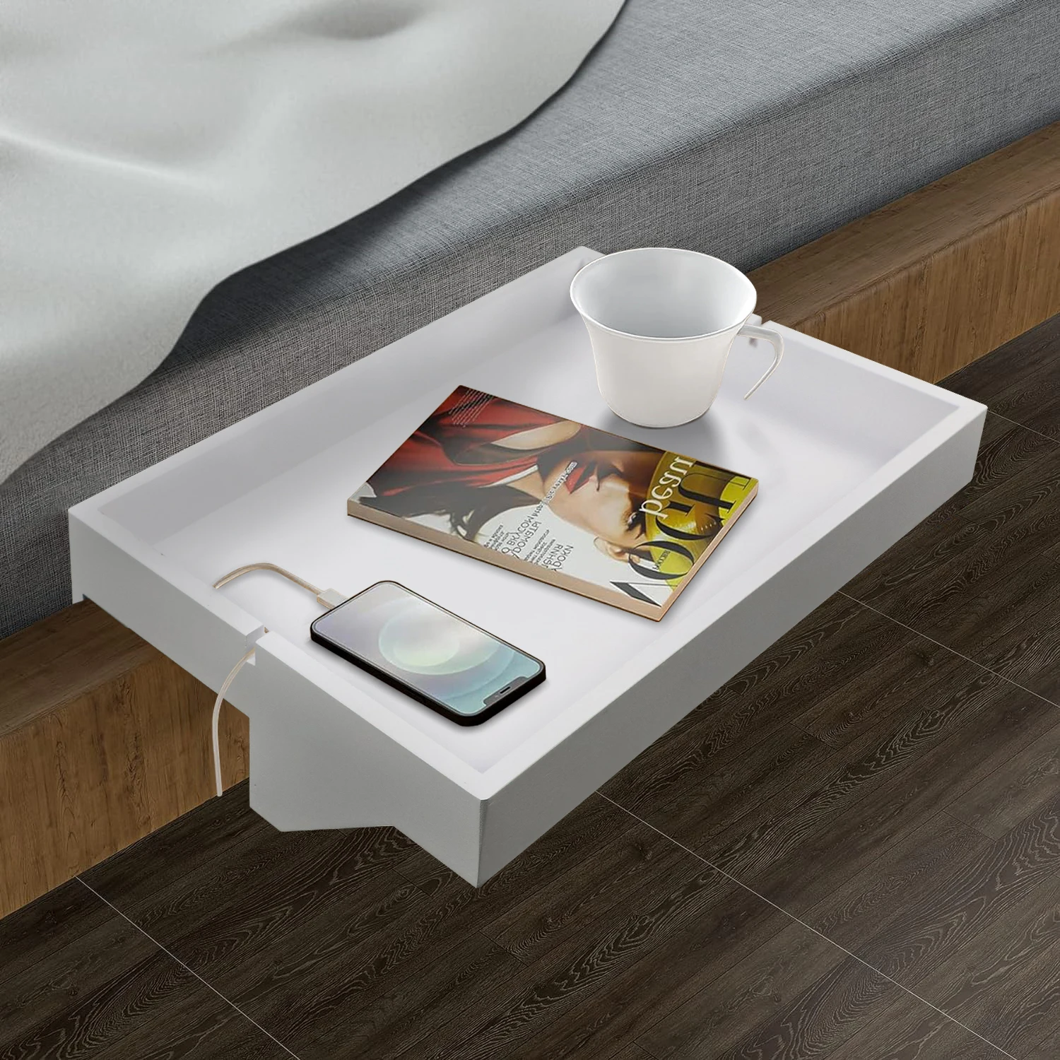 GL Custom Bedside Storage Shelves Bed Side Table Floating Nightstand Organizer Adjustable Bamboo Bedside Shelf For Bed Top Bunk