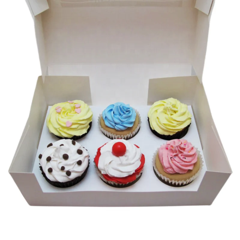 Низкая цена китайский производитель экологически чистая индивидуальная конструкция автоматическая Закрытая Нижняя коробка для кексов со вставкой и окном