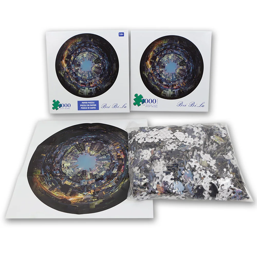 
Spot Wholesale Puzzle Adult 1000 Pieces Earth Star City Circular Puzzle Paper Puzzle Customization 