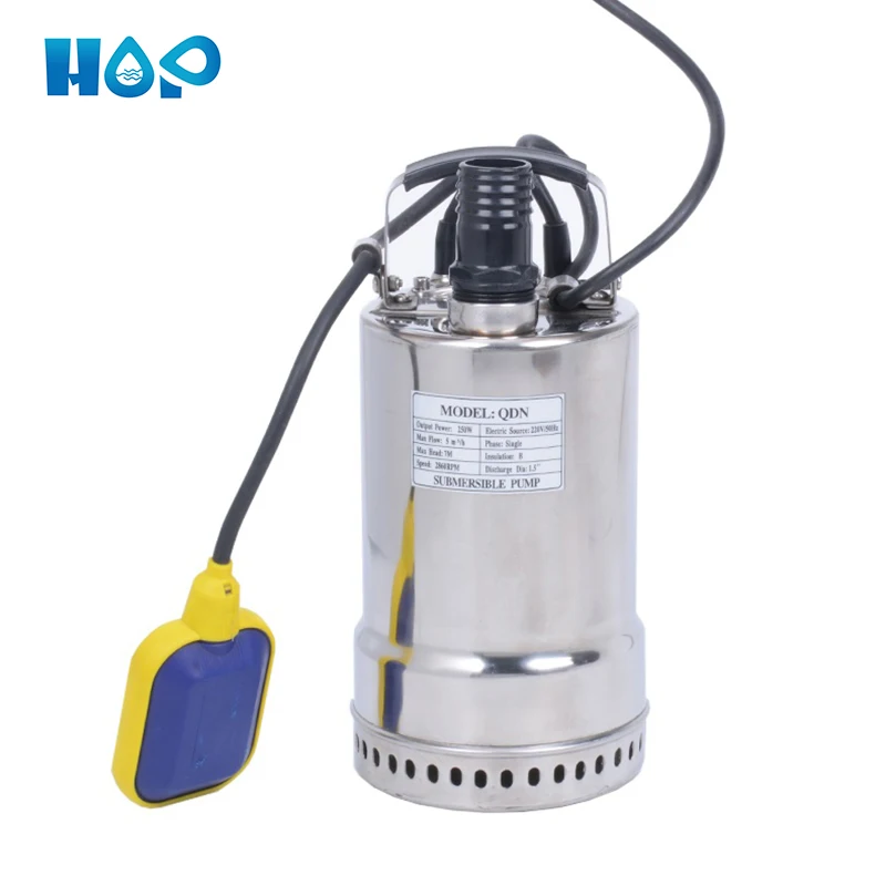 SS304 тела 1hp QDN10-10-0.75 чистый садовый мини погружной водяной насос с поплавковый выключатель