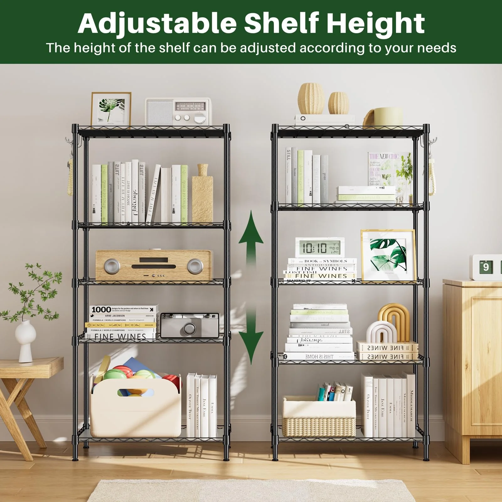 4 Tire Metal Wire Shelving Storage Rack Adjustable Shelves,Steel Organizer Wire Rack
