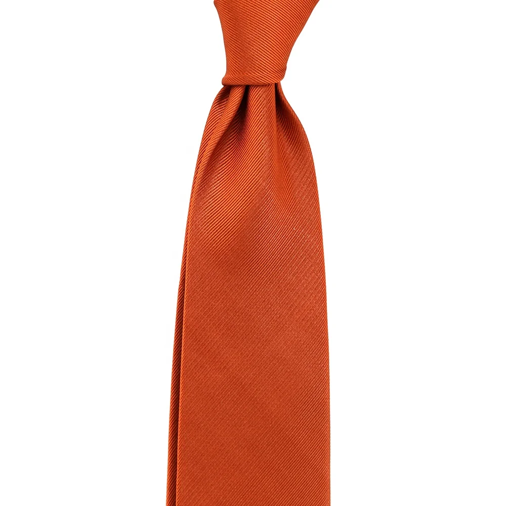 China Suppliers Wholesale Handmade Men Business Fashion Solid Color Necktie Exquisite Grosgrain 100% Silk Woven Burnt Orange Tie