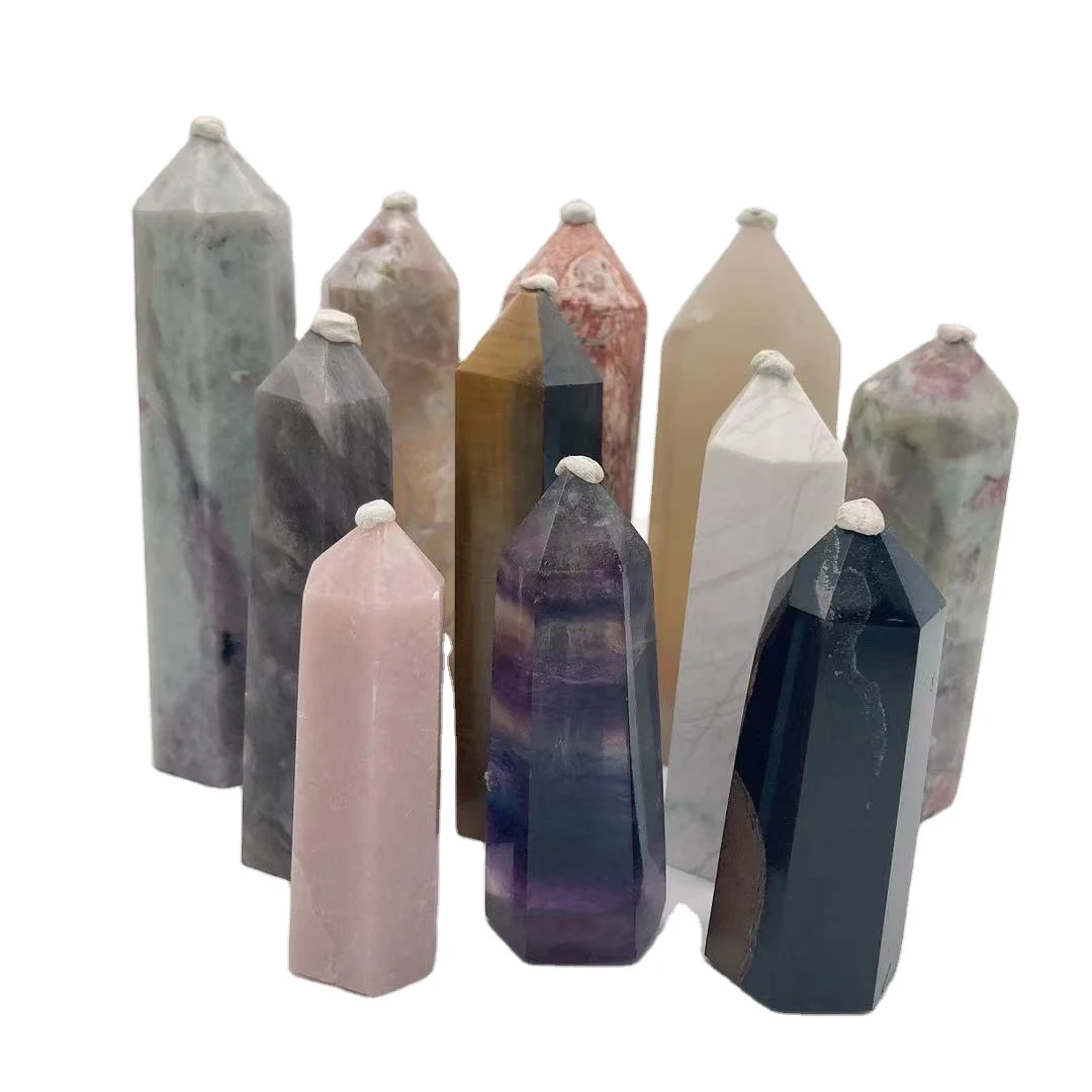 Оптовая продажа, натуральная белая Бирюзовая кристаллическая палочка, волшебная палочка, Кварцевая кристаллическая башня для лечения