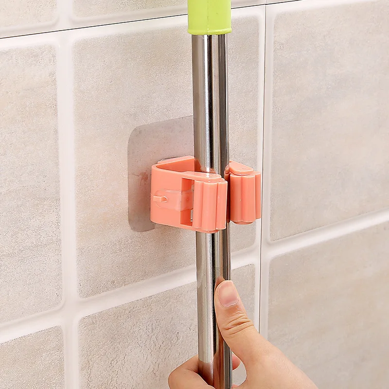 Powerful Wall Hanging Storage Multifunctional Detachable Bathroom Mop Holder with Punching Clamp Hook Kitchen Load-Bearing Rack