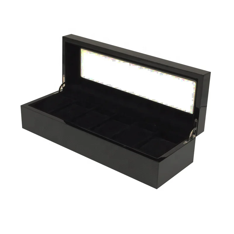 Solid wood 6 slots wrist watch storage box with removable pillow