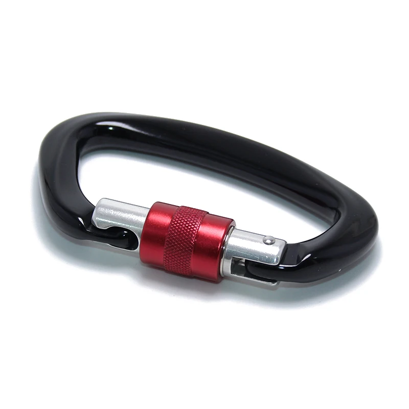 
25KN Professional Climbing Carabiner D Shape 7075 Aviation Aluminum Safe Lock Outdoor Multi Tool Swivel Carabiner For Dog Leash 